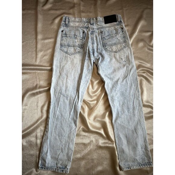SouthPole Y2K Streetwear Men Jeans 32x30 Distressed Light Acid Wash HipHop Urban - Picture 4 of 7